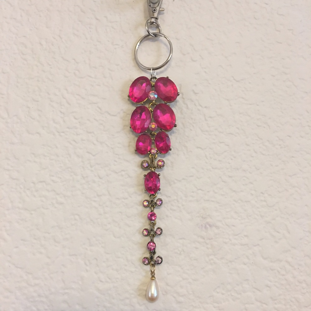Vintage repurpose salvaged estate gem keychain
